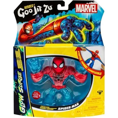 Image de Figurine Spiderman Heroes of Goo Jit Zu Glow Surge 11cm, Lumineuse, Extensible, Marvel