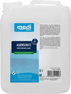 Produktbild von mediPOOL Algenschutz, Algenverhütung, Algenvernichter, Algenschutzmittel, Wasserpflege Inhalt:5 Liter