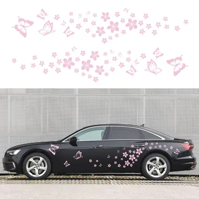 Produktbild von Aufkleber für Autos, Blumenmuster-Set - Rosa, 74 Stück