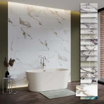 Produktbild von HEXIM Marmorplatten Optik 9 Stück 78x39cm SPC Kunststoff Innen & Außenbereich Granit Steinoptik - Duschrückwand Küchenrückwand Wasserfest Feuchtraum Badezimmer Rückwand (2,74 m² 8038A) A-Serie