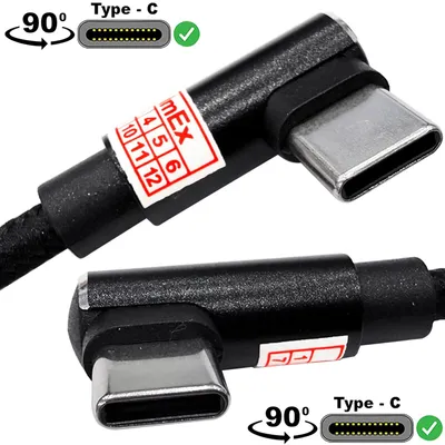 Produktbild von USB-C auf USB-C nylon kabel Ladekabel 90° Doppelwinkelstecker für Xiaomi, Huawei, Samsung Handy Smartphone