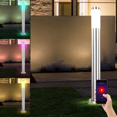 Produktbild von RGB LED Stehlampe, Edelstahl, App- und Sprachsteuerung, H 80 cm