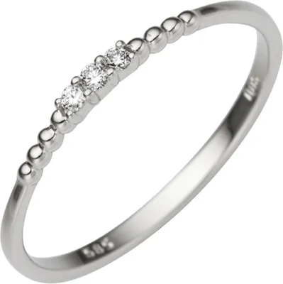 Produktbild von Gr. 60 Damen Ring schmal 585 Gold Weißgold 3 Diamanten Brillanten 0,05ct. Weißgoldring