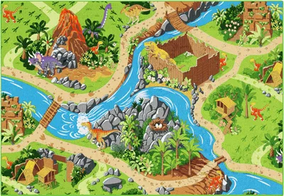Produktbild von Carpet Studio Dino Teppich Kinderzimmer - Spielteppich Grün - 95x133cm