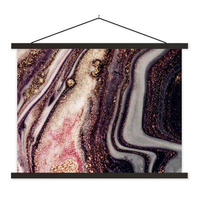 Produktbild von MuchoWow® Textilposter Marmor - Rosa - Gold - Glitzer - Marmoroptik 40x30 cm mit schwarzem Rahmen - Dekorationen