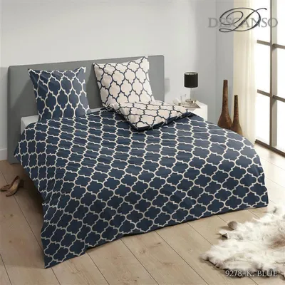 Produktbild von DESCANSO Mako Satin Bettwäsche 2 teilig Bettbezug 155 x 220 cm Kopfkissenbezug 80 x 80 cm 9278-K Blue