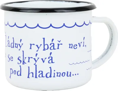Obrázek produktu pro BELIS Smaltovaný hrnek 8 cm/0,35l, bílý "voda" v krabičce
