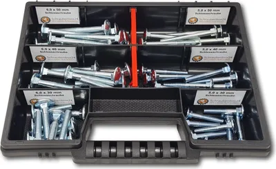 Zdjęcie produktu dla Śruby z łbem płaskim asortyment M5-M6 // 30mm-50mm 60 szt. pudełko na śruby DIN 603 śruby z pełnym gwintem śruby maszynowe śruby gwintowane śruby z łbem płaskim
