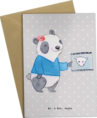 Produktbild von Mr. & Mrs. Panda Glückwunschkarte Neurologin Herz - Grau Pastell - Geschenk, Medizinstudium, osterkarte, Krankgeschrieben, Mediziner, einladungskarten, krank, Grußkarte