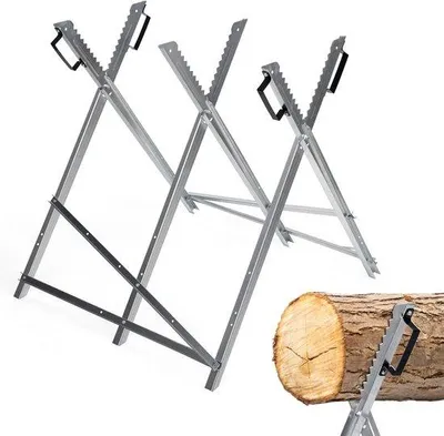 Productafbeelding van Zaagblok - zilverkleurig - 150 kg - Houtschuurblok als schuurhulp - Gegalvaniseerd klapblok met 3 ophangpunten