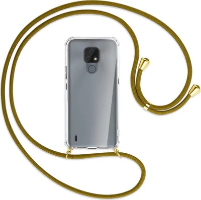 Produktbild von Handykette Backcover-Schutzhülle mit Band (Metall goldfarben) für Motorola Moto E7 - khaki