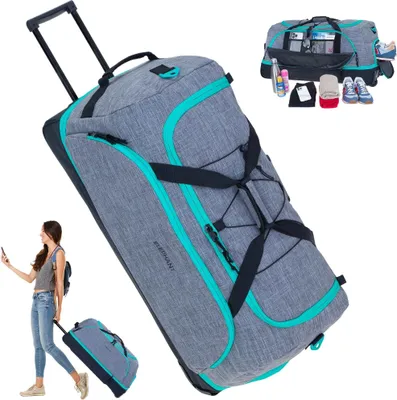 Produktbild von Reisetrolley Reisetasche Elephant Travel Trolley Cruiser 100-135 Liter Dehnfalte Wäsche + Schuhfach flach verstaubar Reise Tasche 13031 Grau Türkis