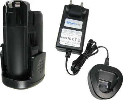 Produktbild von Trade-Shop 2in1 Set: Li-Ion Akku 10,8V / 1500mAh + Ladegerät kompatibel mit Berner BTI 10.8 BACP 10.8