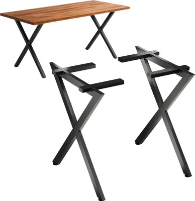 Produktbild von DanDiBo 2x Tischbeine Metall Schwarz 72 x 68 cm Tischgestell Höhenverstellbar 96667 Tischfüße Möbelfüße Tischkufen Esstisch Beine