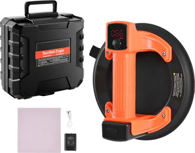Image de SucceBuy Ventouse à batterie, ventouse à vide pour verre de 203 mm avec affichage numérique de la force d'aspiration et de l'état de la batterie, capacité de charge maximale de 200 kg, outil à ventouse pour carrelage pour soulever des carreaux et du granit (pack de 1)
