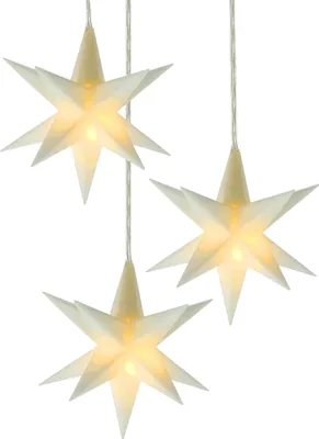 Produktbild von 3D Weihnachtsstern 12 cm 3er Set mit Timer - weiß - Deko Leuchtstern Batterie betrieben für Außen und Innen