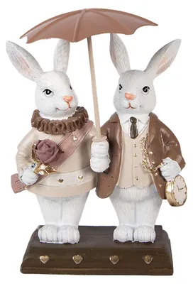 Obrázek produktu pro Clayre & Eef dekorativní figurka králíka 13x6x16 cm bílý plast