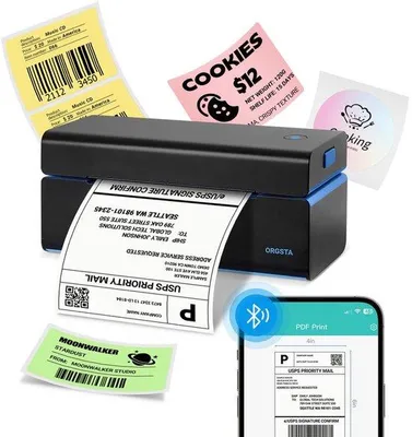 Productafbeelding van Labelprinter Thermische Bluetooth USB - 152 mm/s Printsnelheid - 110 mm Labelbreedte - Zwart - Verzendlabel Printer