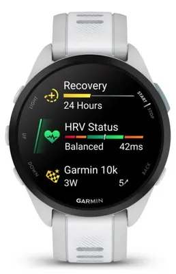 Produktbild von Garmin Forerunner 165 - Nebelgrau - Sportuhr mit Band - Silikon - Whitestone - Handgelenkgröße: 126-203 mm - Anzeige 3 cm (1.2")