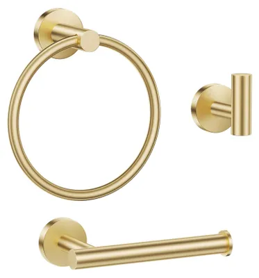 Productafbeelding van Badkamer accessoires set 3 stuks, gouden toiletrolhouder, handdoekhaak, 304 roestvrij staal, voor badkamer