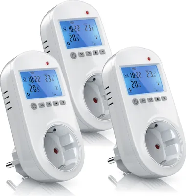 Produktbild von BEARWARE 3x Steckdosen Thermostat für Heiz & Klimageräte Individuell programmierbar / LCD-Display