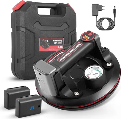 Image de Ventouse électrique à vide - Transport de verre/carrelage/granit - Capacité de charge 200 kg - Avec manomètre - e CE - Noire