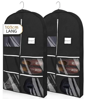 Produktbild von Kleidersack 100x60 cm 2er Set Atmungsaktiv Schwarz