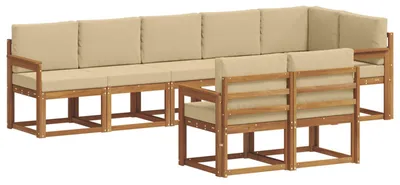 Produktbild von vidaXL Outdoor-Sofagarnitur mit Kissen 8 pcs Natur und Beige