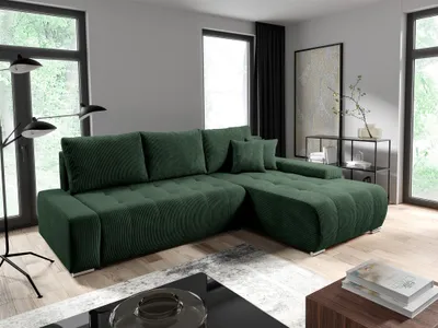 Produktbild von Ecksofa Sofa mit Schlaffunktion VOGAR Stoff Poso Grün Ottomane Rechts
