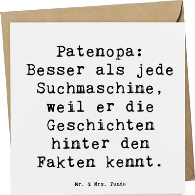Produktbild von Mr. & Mrs. Panda Grußkarte Spruch Patenopa Geschichten - Weiß - Geschenk, Klappkarte, Jubiläen, Überlieferungen, handgemacht, Dankeschön, Glückwunschkarte, doppelkarte