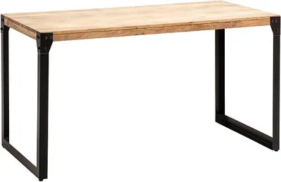 Produktbild von Esstisch rechteckig 120 cm Akazie Massivholz – Kleiner Esszimmertisch im Industrial Design mit Metallgestell, Holz Küchentisch massiv für 4-6 Personen