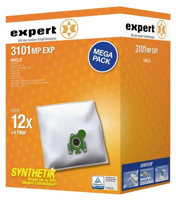 Produktbild von Expert 3101MP EXP, Staubbeutel, Grün, Weiß, Synthetisch, 12 Stück(e)