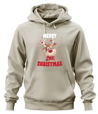 Obrázok produktu pre Merry Christmas Deer Reindeer Sweet - Christmas Xmas Christmas Uni mikina s kapucňou, Nature, S