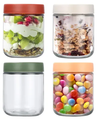 Immagine prodotto di Omgoods - Set di 4 barattoli di vetro riutilizzabili da 500 ml con coperchi