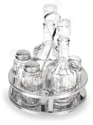 Produktbild von 8x Menage Essig und Öl, Zahnstocherglas, Salz und Pfeffer Edelstahl