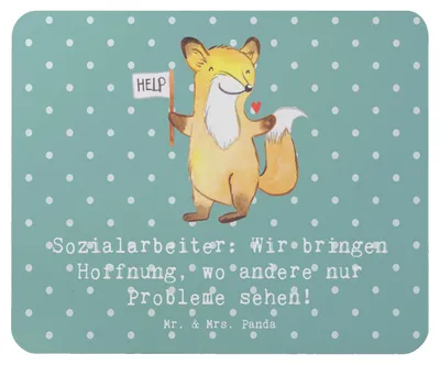 Produktbild von Mr. & Mrs. Panda Mousepad Sozialarbeiterin Hoffnungsträger - Meeresbrise - Geschenk, personalisierte Geschenke, Dankbarkeit, Hilfeleistung, Berufe, Mouse Pad, Vertrauen