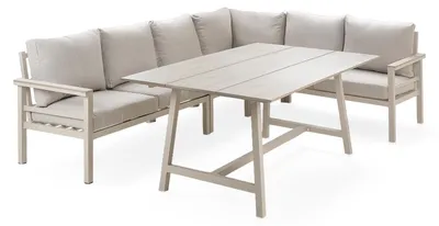 Produktbild von Gartenlounge 2-teilig - Champagnerfarben - Aluminiumgestell - Olefin - Polywood