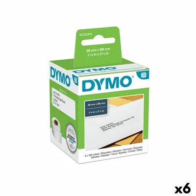 Produktbild von DYMO Original LabelWriter Adressetiketten | 28 mm x 89 mm | schwarz auf weiß | 2 Rollen mit je 130 leicht ablösbaren Etiketten (260 Etiketten) | selbstklebend | für LabelWriter Etikettendrucker, Weiß, Selbstklebendes Druckeretikett, Papier, Permanent, Rechteck, LabelWriter