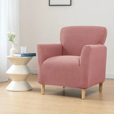 Produktbild von (Rosa)Elastischer Sofabezug High Stretchhusse Sofa Schonbezug 1-Sitzer Sofa-Überwürfe,Plüsch Stricken Sofahusse