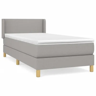 Produktbild von Boxspringbett mit Matratze Hellgrau 100x200 cm Stoff