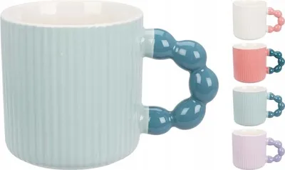 Zdjęcie produktu dla Kubek porcelanowy w pastelowym kolorze z uchem 340ml 1szt.