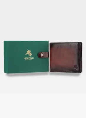 Zdjęcie produktu dla Visconti portfel męski skóra naturalna brązowy RFID 9,2x11 cm