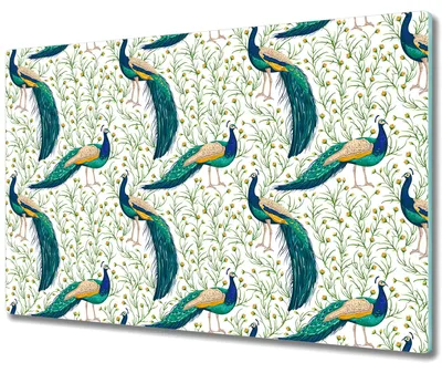 Produktbild von Glas Schneidebrett Herdabdeckplatten Schneideplatten - 80x52 cm - Pfauen