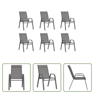 Immagine prodotto di The Living Store Sedie da giardino impilabili 6 pz. Textilene grigio