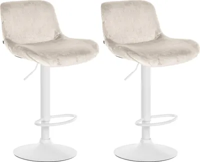 Produktbild von 2er Set Barhocker Solon Weiß Stoff - dunkelgrau