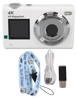 Produktbild von 4K 48MP Digitalkamera mit zwei Bildschirmen, Autofokus, kompakt, klein, mit 16-fachem Zoom für Reisefotografie