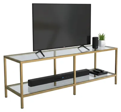 Image de Donata - Meuble TV, 130x40x45h cm or, 2 Étagères