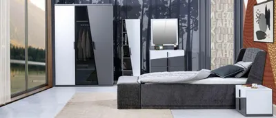 Obrázek produktu pro Kompletní šedý set do dětského pokoje Designová šatní skříň Komoda 6dílná sada