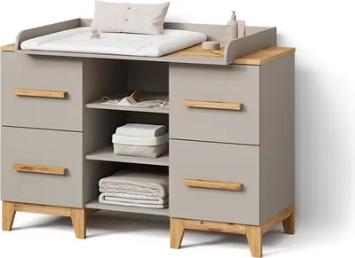 Image de Commode à langer Livinity Mailo Cachemire/Artisan XL avec 4 tiroirs, Model 59773