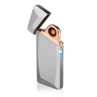 Produktbild von USB Winddicht Wiederaufladbare elektrische Spule Feuerzeug Schwarz Silber - Daffodil EC225